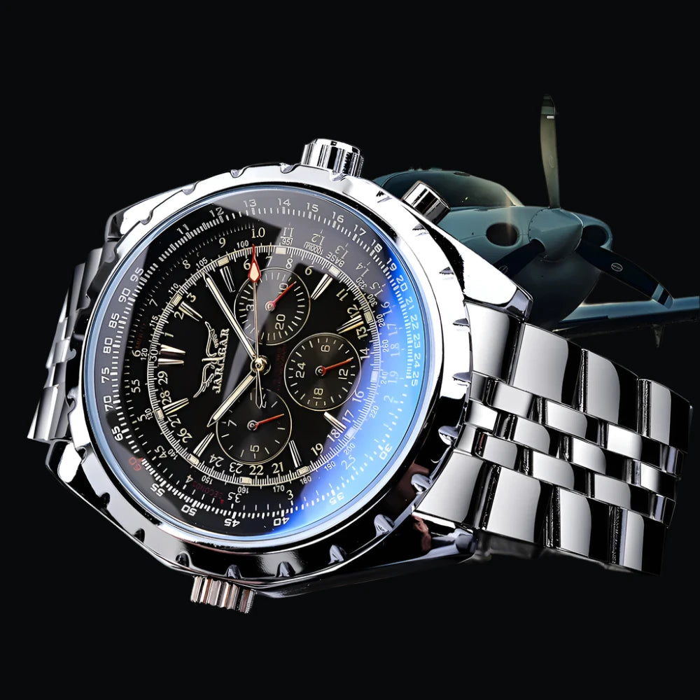 Blue Glass Design Automatic Watch