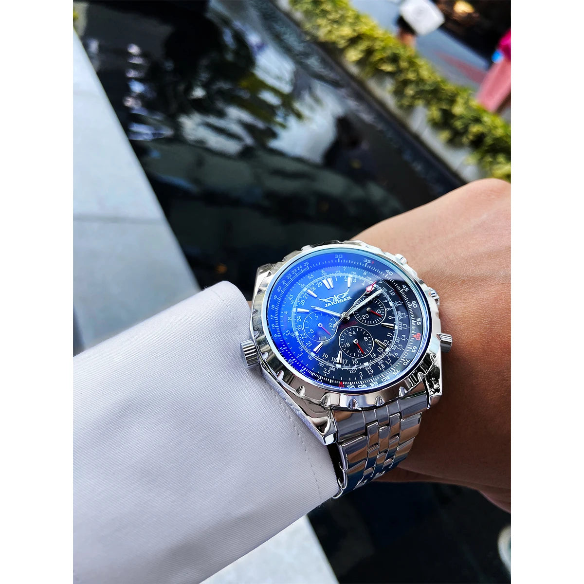 Blue Glass Design Automatic Watch