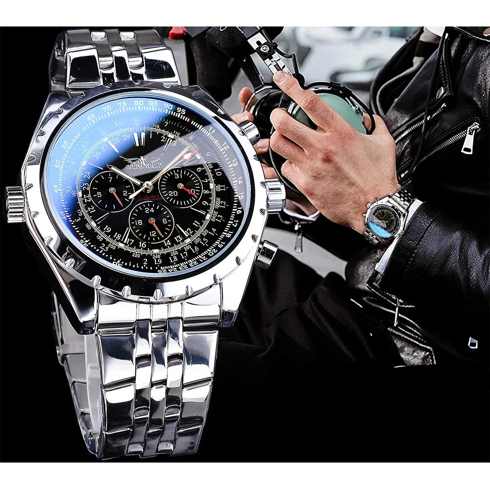 Blue Glass Design Automatic Watch