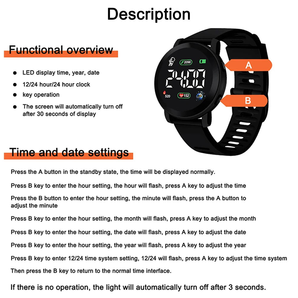 LED Digital  Couple Watches