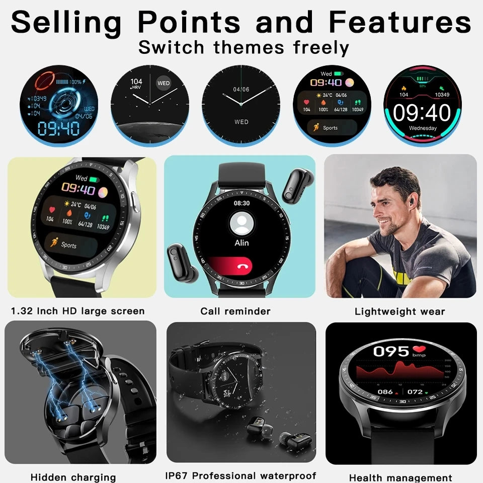 Smart Watch TWS Two In One Wireless Bluetooth Dual Headset